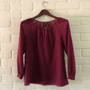 J. Crew Factory Polka Dot Keyhole Top